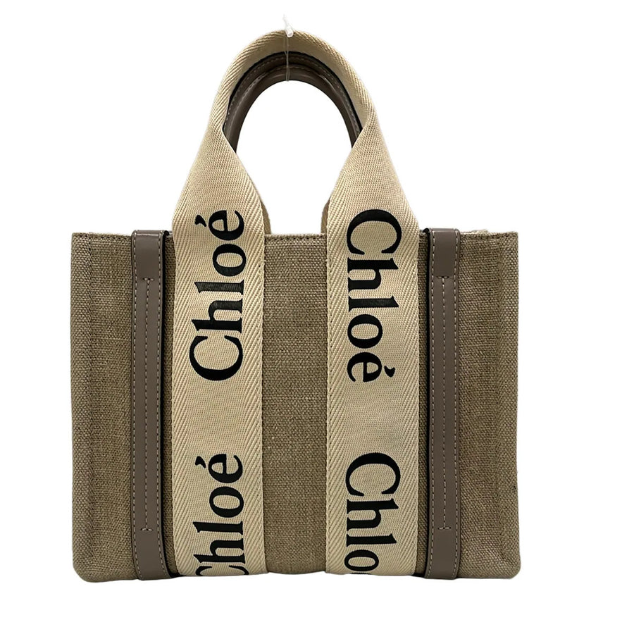 Chloe Woody Small Tote Bag Gray Beige