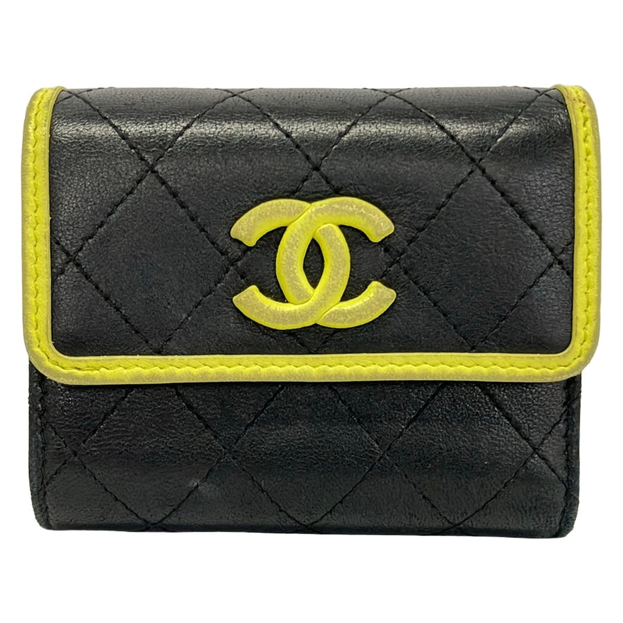 Chanel Matelasse Black Yellow Lambskin