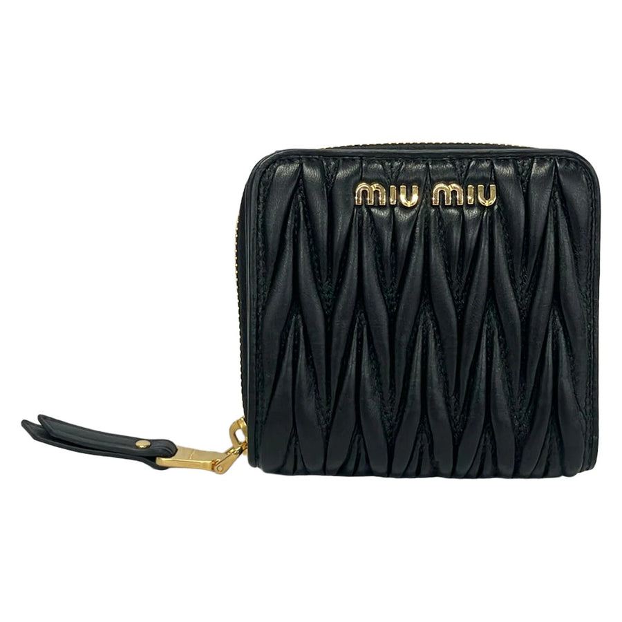 Miumiu Matelasse Black Leather Bifold