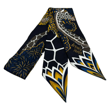 Hermes Twilly Black Yellow Brown Scarf