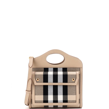 Burberry Logo Pocket Tote Leather With