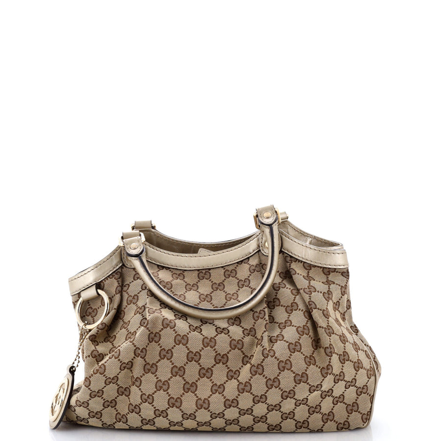 Gucci Sukey Tote Gg Canvas With Leather