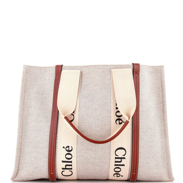 Chloe Woody Tote Canvas With Leather