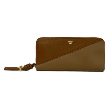 Fendi Ff Diamond Brown Dark Leather Long