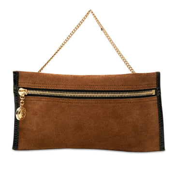 Gucci Suede Rajah Pouch Pre-Loved Brown