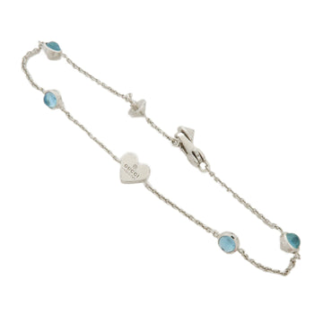 Gucci Blue Topaz Heart Charm Bracelet 17