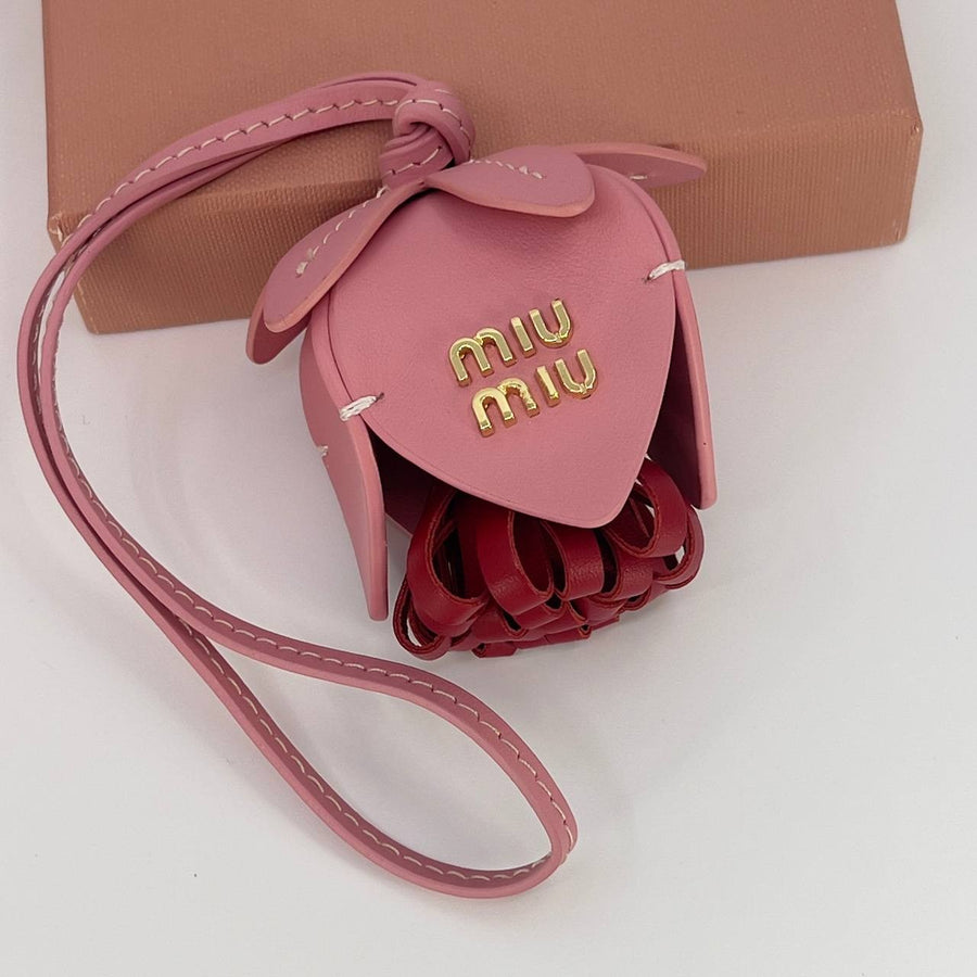 Mlu Miu Leather Flower Bag Charm
