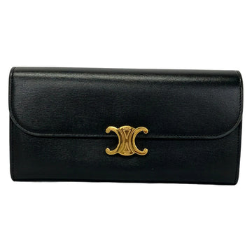 Celine Triomphe Black Leather Long