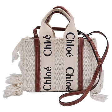Chloe Woody Tote Canvas With Leather
