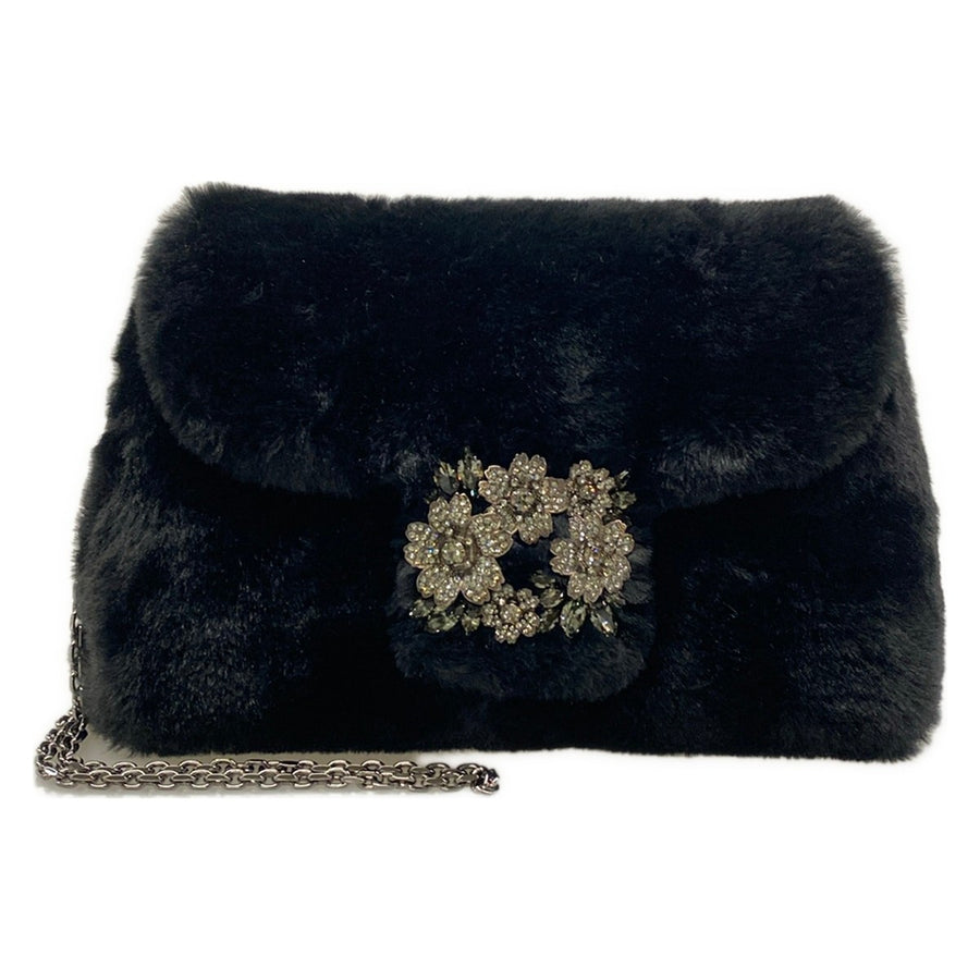 Roger Vivier Black Fur Shoulder Bag