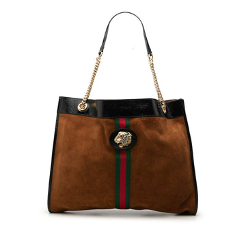 Gucci Large Suede Web Rajah Tote Pre-