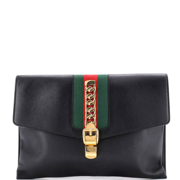 Gucci Sylvie Clutch Leather Maxi