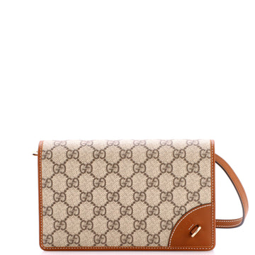 Gucci Emblem Wallet On Strap Gg Coated