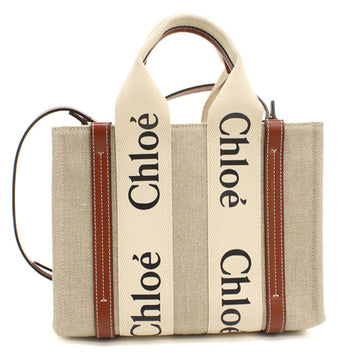 Chloe Woody Tote Canvas With Leather