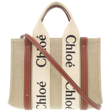 Chloe Woody Tote Canvas With Leather
