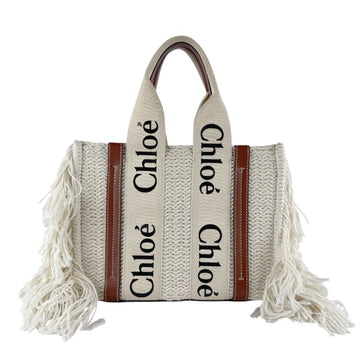 Chloe Woody Tote Canvas With Leather