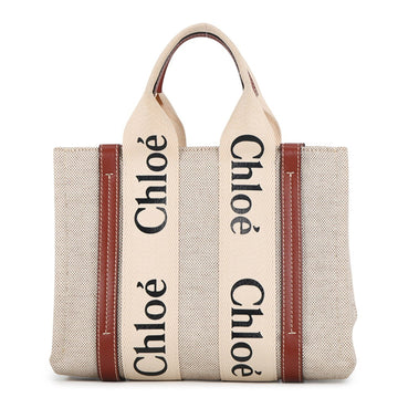 Chloe Woody Tote Canvas With Leather