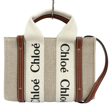 Chloe Woody Tote Canvas With Leather