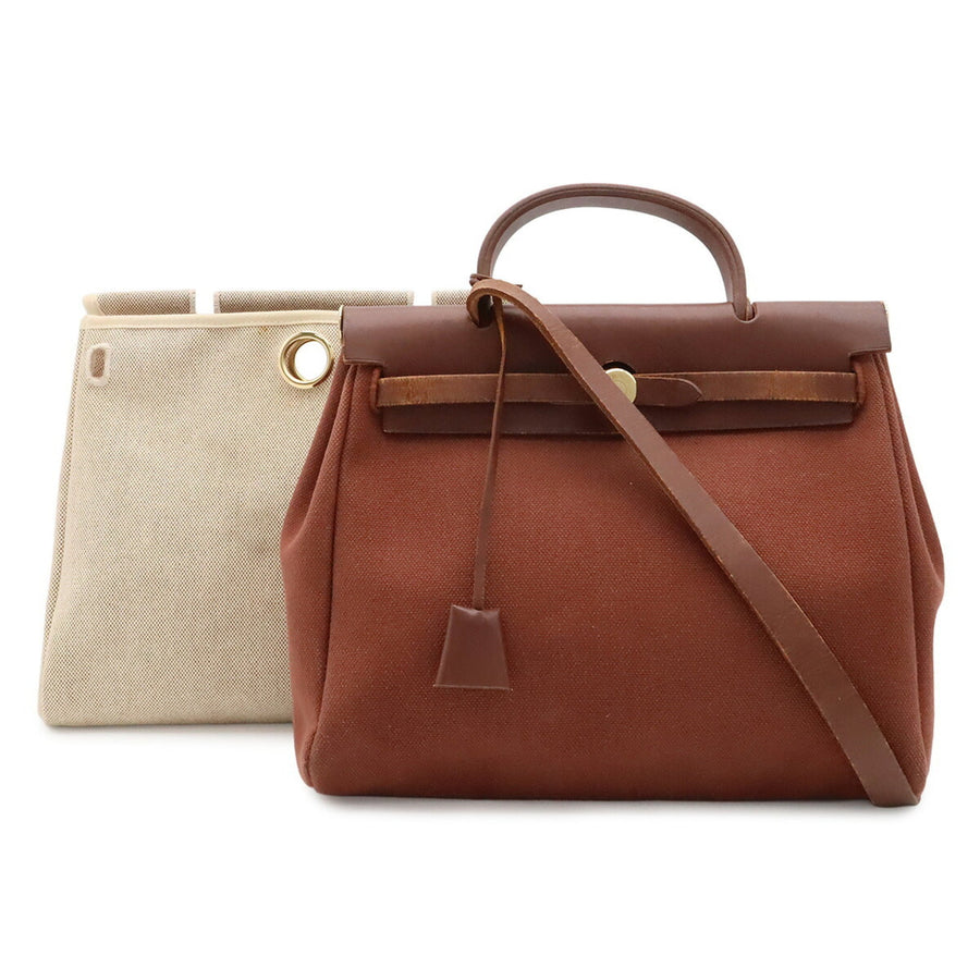 Hermes Herbag Toile And Leather Pm