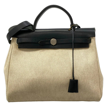 Hermes Herbag Pm Beige Black Toile H