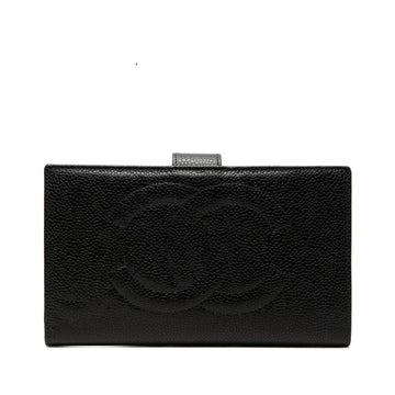 Chanel Cc Caviar French Long Wallet Pre-