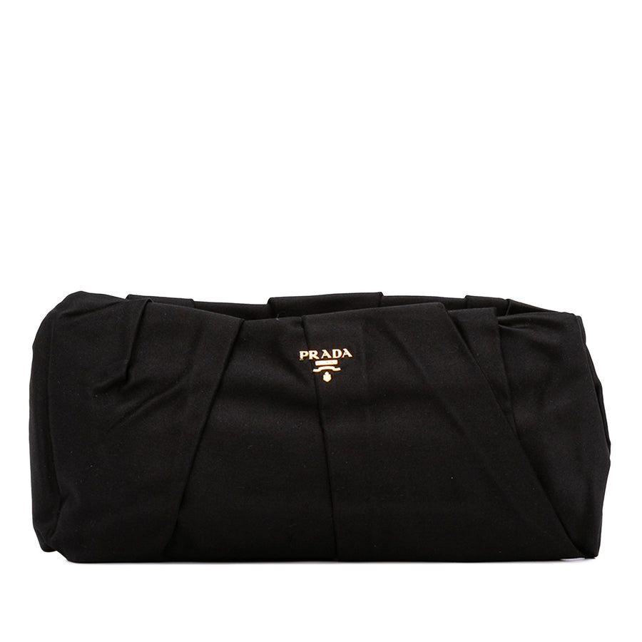Prada Pleated Satin Frame Clutch Pre-