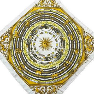 Hermes Yellow White Gold Silk Scarf