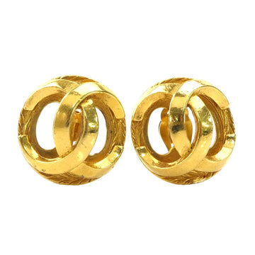 Chanel Cc Logo Earrings Gold Metal