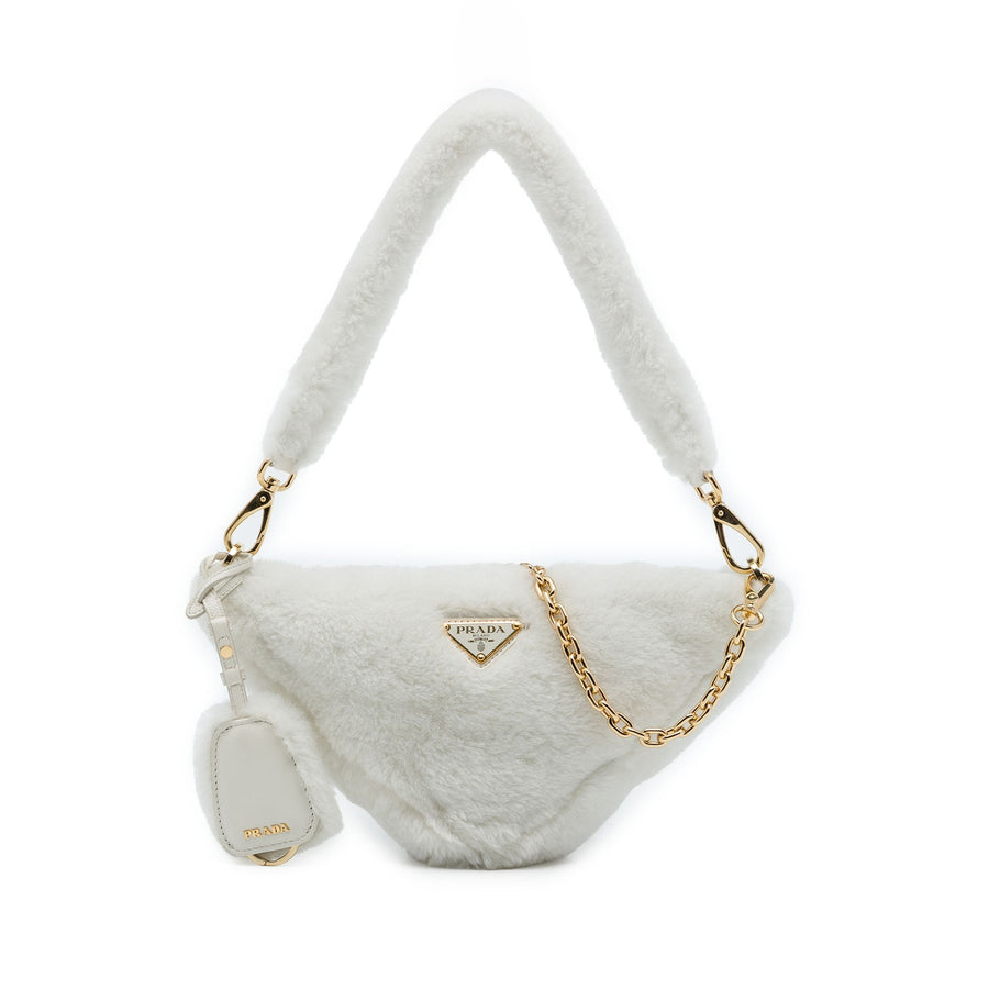 Prada Mini Shearling Triangle Satchel