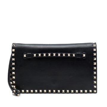 Valentino Leather Rockstud Flap Clutch