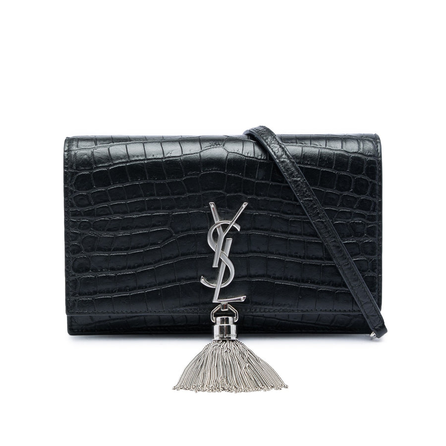 Saint Laurent Croc Embossed Leather Kate