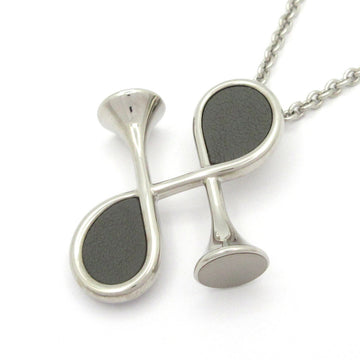 Hermes Col H Necklace Silver Gris Meyer