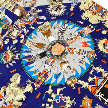 Hermes Carre Blue Navy Multi Scarf