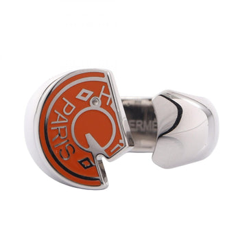 Hermes Carousel Ring Metal Silver Orange