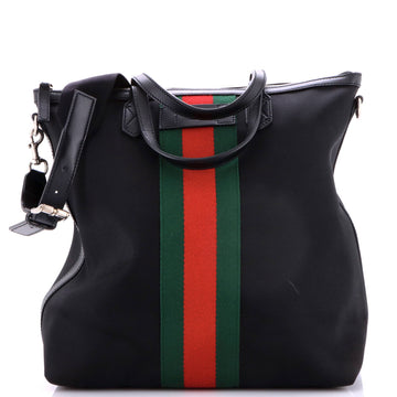 Gucci Web Zip Tote Techno Canvas Medium