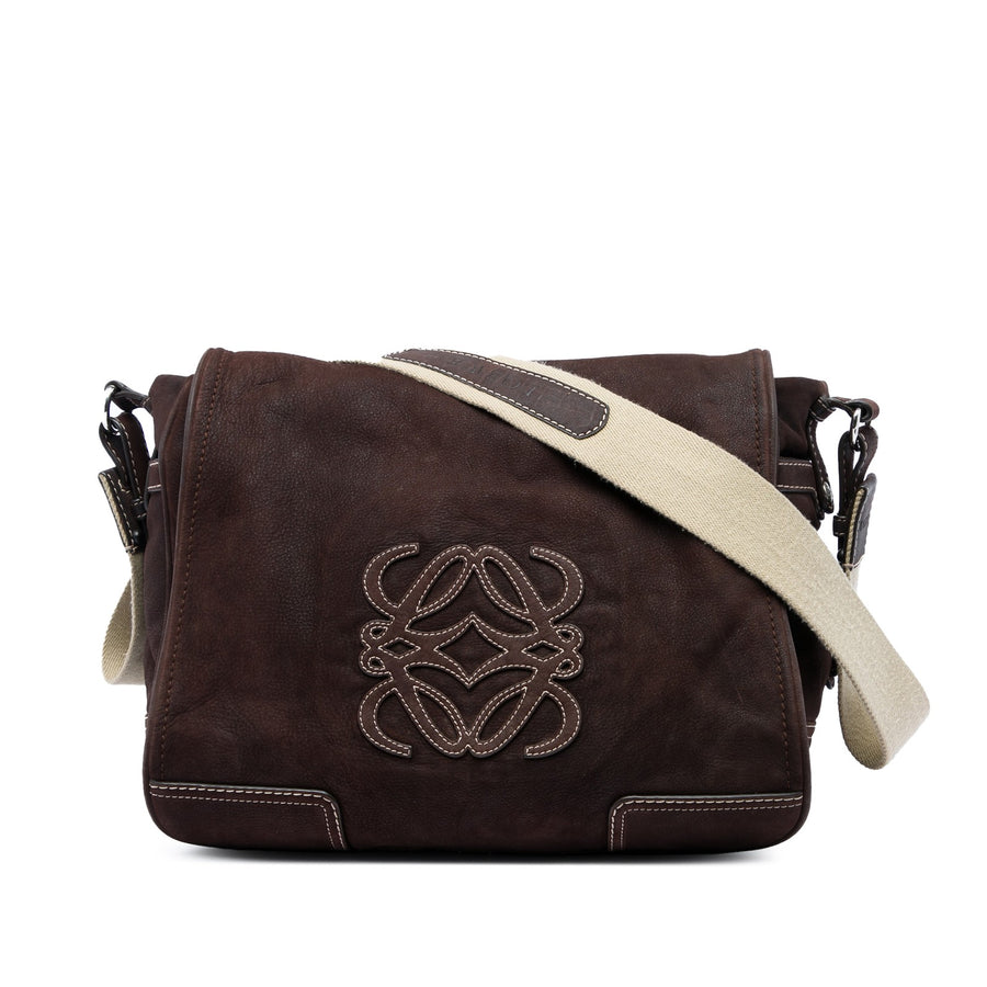 Loewe Nubuck Anagram Crossbody Pre-Loved