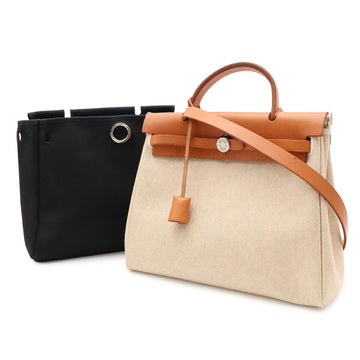 Hermes Herbag Toile And Leather Mm