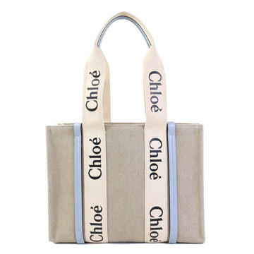 Chloe Woody Tote Canvas With Leather