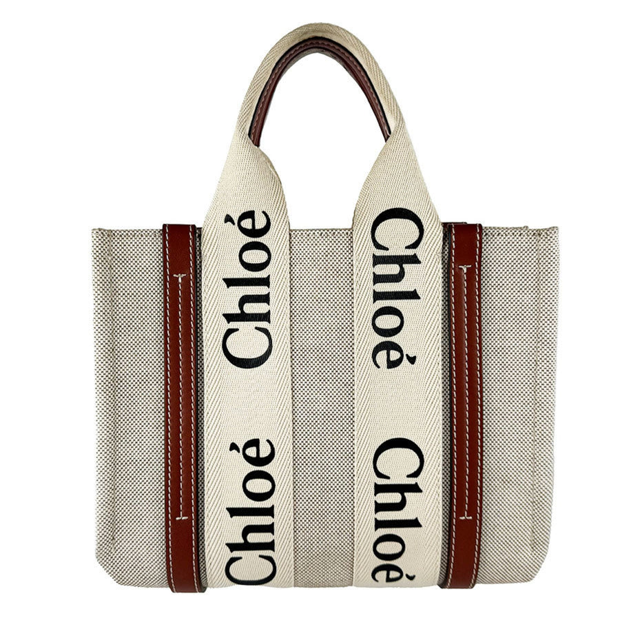Chloe Woody Tote Canvas With Leather