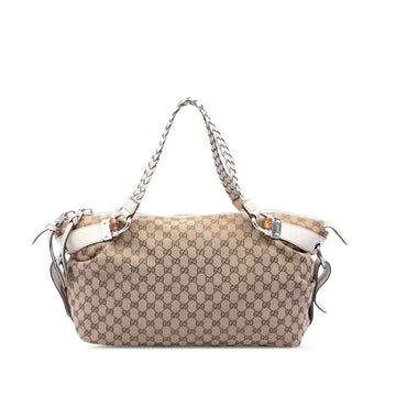 Gucci Medium Gg Canvas Bamboo Bar Tote