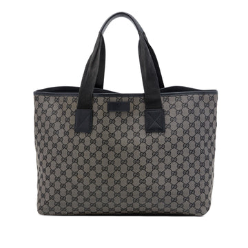 Gucci Gg Denim Tote Pre-Loved Dark Gray