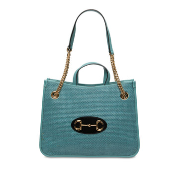 Gucci Medium Raffia Horsebit Chain Tote