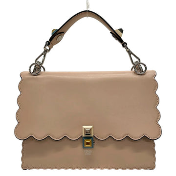 Fendi Kan I Pink Beige Leather Handbag
