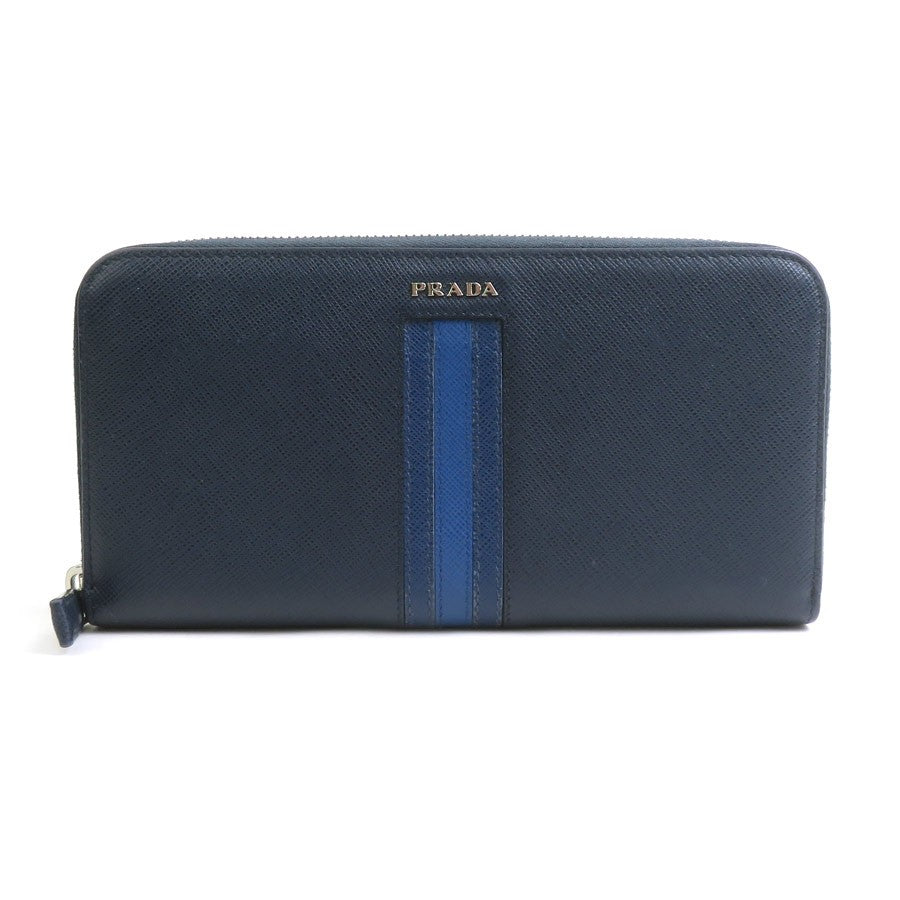 Prada Zip Around Long Wallet Navy