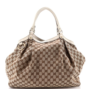 Gucci Sukey Tote Gg Canvas With Leather