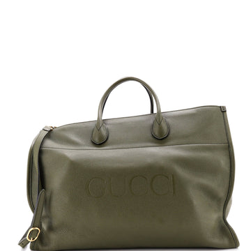 Gucci Logo Tote Embossed Leather Large