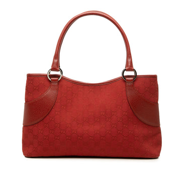 Gucci Gg Canvas Tote Pre-Loved Red