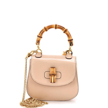 Gucci Bamboo Top Handle Bag Leather Mini