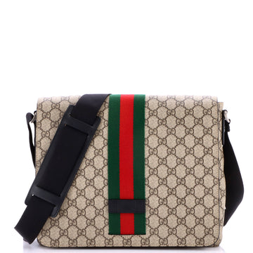 Gucci Web Flap Messenger Bag Gg Coated
