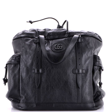 Gucci Tonal Gg Drawstring Tote Leather